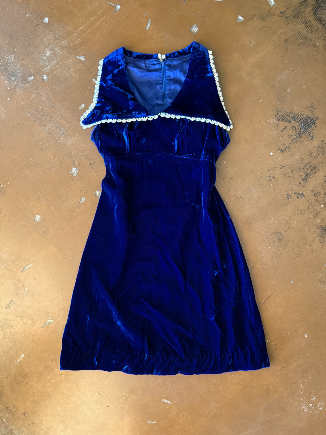 70s Blue Velvet Mini Dress