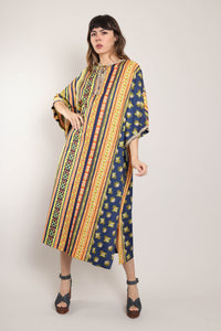 60s Geometric Stiped Caftan