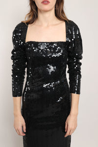 80s Sequined Open Back Dress