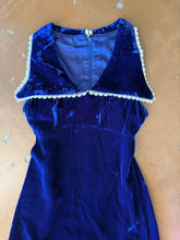 70s Blue Velvet Mini Dress