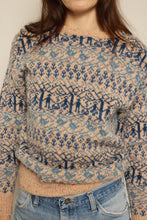 1980s Laura Ashley People Holding Hands Fair Isle Wool Sweater