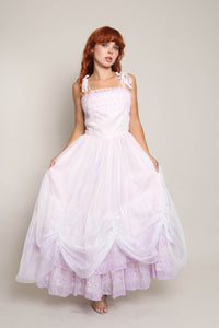 70s Lilac Chiffon Gown