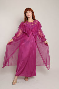 70s Purple Peignoir Set