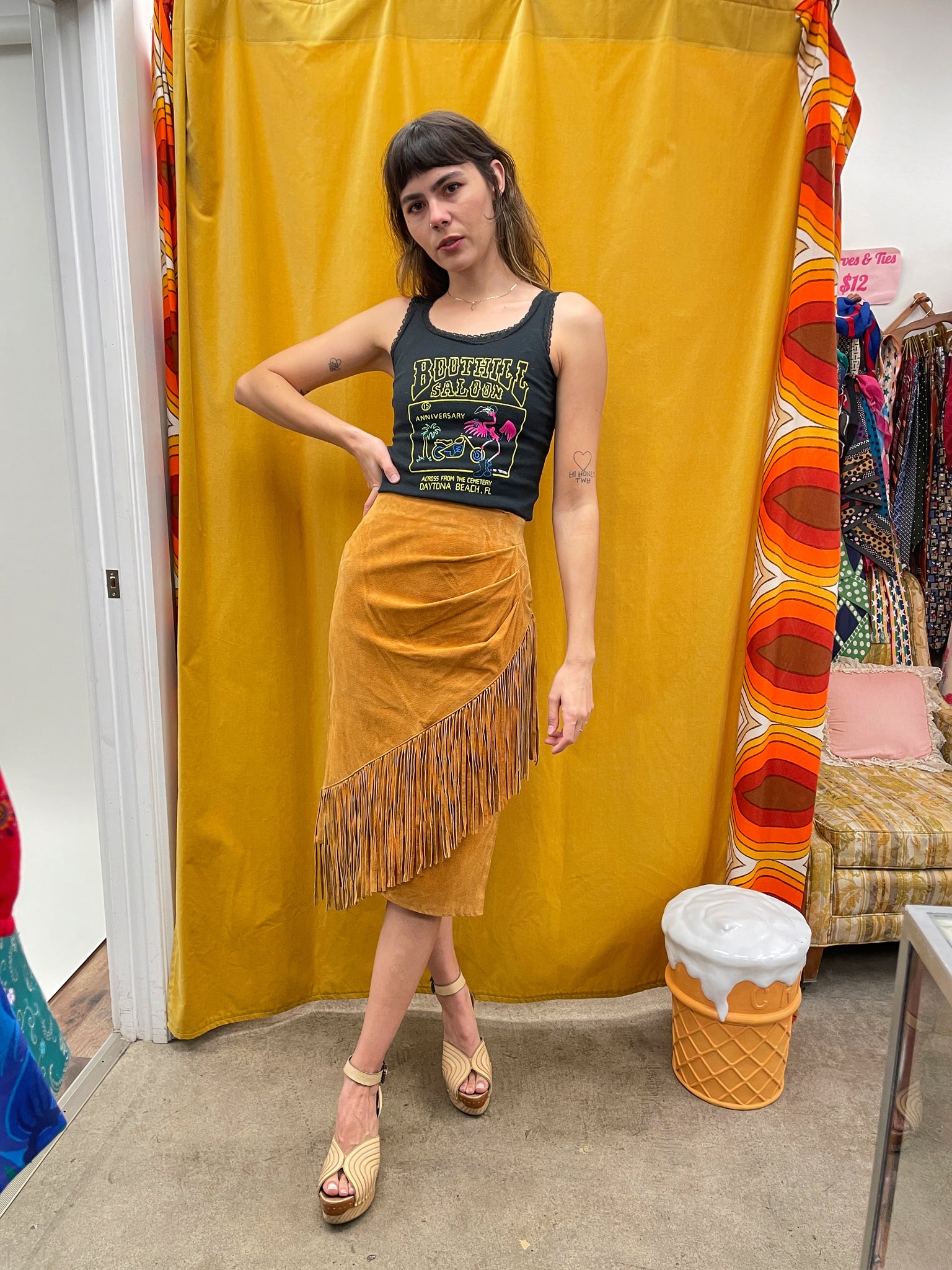 Fringe shop skirt 90s