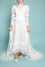 80s Juliet Sleeve Wedding Dress With Train