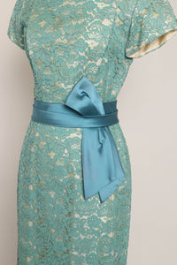 50s Teal Lace Wiggle Dress