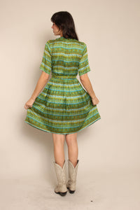 50s Silk Shirtwaist Dress