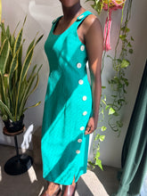 80s Turquoise Side Button Dress