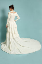 50s Cut-Out Tiered Taffeta Wedding Dress With Train