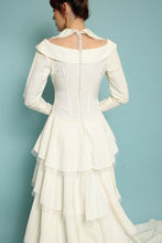 50s Cut-Out Tiered Taffeta Wedding Dress With Train