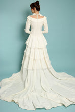 50s Cut-Out Tiered Taffeta Wedding Dress With Train