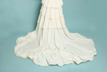 50s Cut-Out Tiered Taffeta Wedding Dress With Train