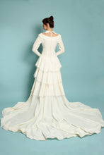 50s Cut-Out Tiered Taffeta Wedding Dress With Train