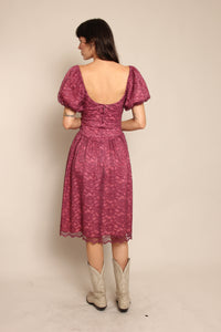 80s Scalloped Lace Party Dress
