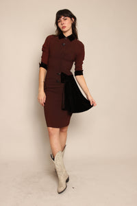 40s Asymmetric Velvet Dress