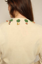 1950s Fruit Berries Knit Cardigan Sweater