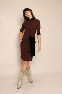 40s Asymmetric Velvet Dress