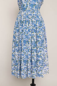 50s Blue Rose Print Dress