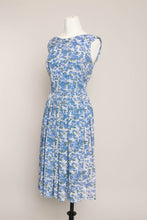 50s Blue Rose Print Dress