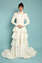 50s Cut-Out Tiered Taffeta Wedding Dress With Train