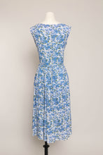 50s Blue Rose Print Dress