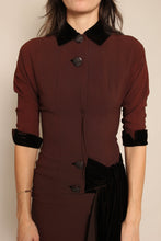 40s Asymmetric Velvet Dress