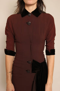 40s Asymmetric Velvet Dress