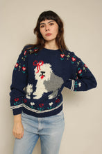 1990s Woolrich English Sheep Dog Print Wool Sweater