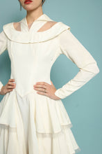 50s Cut-Out Tiered Taffeta Wedding Dress With Train