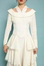 50s Cut-Out Tiered Taffeta Wedding Dress With Train