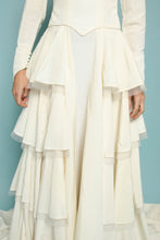 50s Cut-Out Tiered Taffeta Wedding Dress With Train