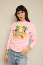1980s Jim Benton Teddy Bear Beach Print Pink Sweatshirt