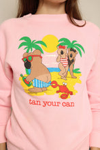 1980s Jim Benton Teddy Bear Beach Print Pink Sweatshirt