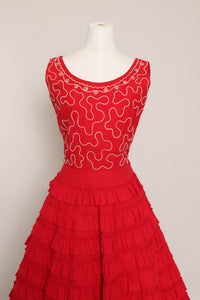 50s Tiered Ruffle Cotton Dress