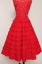 50s Tiered Ruffle Cotton Dress