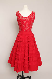 50s Tiered Ruffle Cotton Dress