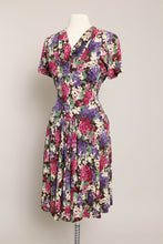 40s Floral Jersey Knit Dress