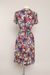 40s Floral Jersey Knit Dress