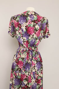 40s Floral Jersey Knit Dress