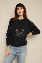 1980s Black Cat Print Cross Stitch Sweatshirt