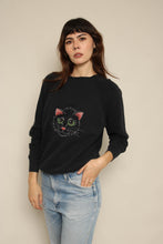 1980s Black Cat Print Cross Stitch Sweatshirt