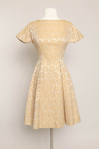 50s Pinhweel Brocade Dress