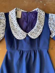 70s Blue Lace Mini Dress - XS/S