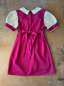 70s Maroon Lace Mini Dress - L/XL