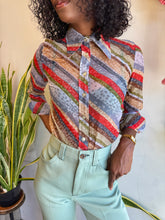 70s Chiffon Striped Disco Shirt