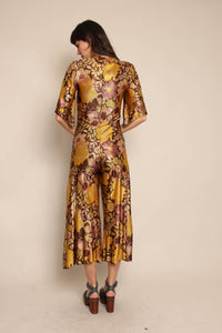 60s Slinky Floral Jumpsuit