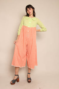 70s Gingham Wide Leg Jumpsuit