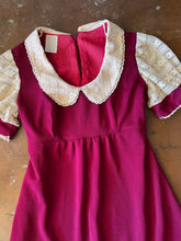 70s Maroon Lace Mini Dress - L/XL