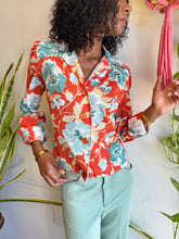 70s Peach Floral Blouse