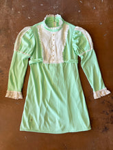 70s Mint Victorian Mini Dress - S